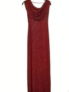 Vintage Ronni Nicole Sleeveless Red Glitter Maxi Dress 12